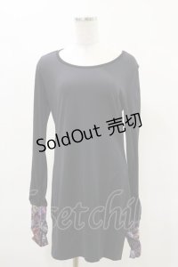 Qutie Frash / 和柄切替ロングカットソー Free ブラック H-25-04-25-032-QU-TO-NS-ZH