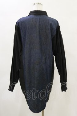 画像2: Qutie Frash / デニムビッグシャツ  ネイビー×黒 H-25-04-25-035-QU-BL-KB-ZH