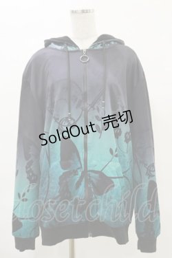 画像1: NieR Clothing / 防寒裏起毛パーカー  黒×緑 H-25-04-25-039-PU-TO-KB-ZH