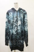 NieR Clothing / 総柄ZIPパーカー  青系 H-25-04-25-040-PU-TO-KB-ZH