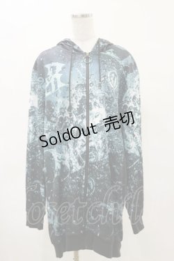 画像1: NieR Clothing / 総柄ZIPパーカー  青系 H-25-04-25-040-PU-TO-KB-ZH