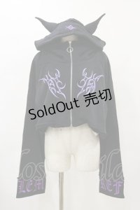 REFLEM / DEVILデザインクロップドZIPパーカー FREE 黒 H-25-04-25-041-PU-TO-KB-ZH