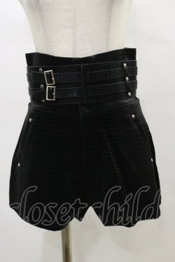 画像1: Melt the lady / ベルト付きレザーライクショートパンツ S ブラック H-25-04-26-058-PU-PA-NS-ZH