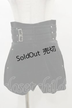 画像1: Melt the lady / ベルト付きレザーライクショートパンツ S ブラック H-25-04-26-058-PU-PA-NS-ZH
