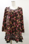 axes femme / 花柄ニットワンピース M ブラック H-25-04-26-077-AX-OP-NS-ZH