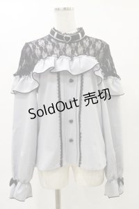 DearMyLove / ハートチョーカーレースフリルブラウス M ブルーグレー H-25-04-26-025-EL-BL-NS-ZH