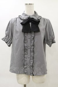 Ank Rouge / ピコフリルリボンブラウス M ブラック H-25-04-26-026-CA-BL-NS-ZH