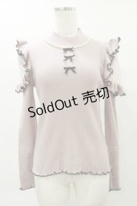 Ank Rouge / 肩開きフリルハイネックリブニット M ピンク H-25-04-26-037-CA-TO-NS-ZH