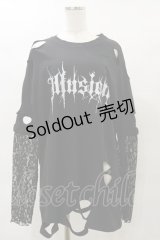Ank Rouge / レース袖付きBig Te M ブラック H-25-04-26-038-CA-TS-NS-ZH