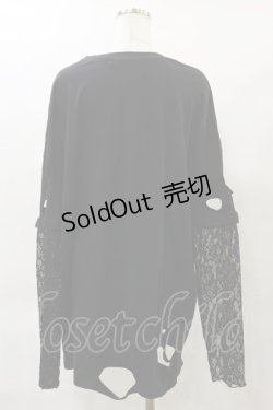画像2: Ank Rouge / レース袖付きBig Te M ブラック H-25-04-26-038-CA-TS-NS-ZH