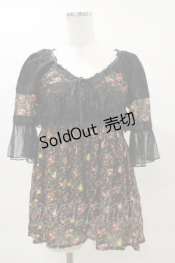 画像1: axes femme / ドットチュールフリルプルオーバー M ブラック H-25-04-26-044-AX-TO-NS-ZH