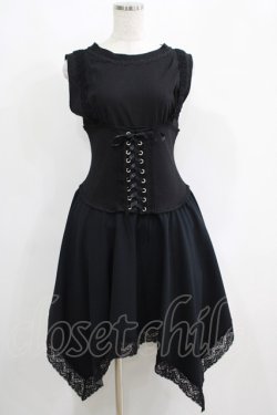 画像1: MR corset / コルセット風切替ノースリーブワンピース  黒 H-25-04-27-030-PU-OP-KB-ZH
