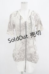 NAOTO SEVEN / プリントZIP半袖パーカー  ベージュ H-25-04-27-043-HN-TO-KB-ZH