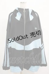 REFLEM / BIG切替ジャージパーカー  黒×青 H-25-04-27-045-PU-TO-KB-ZH