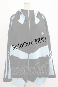 REFLEM / BIG切替ジャージパーカー  黒×青 H-25-04-27-045-PU-TO-KB-ZH