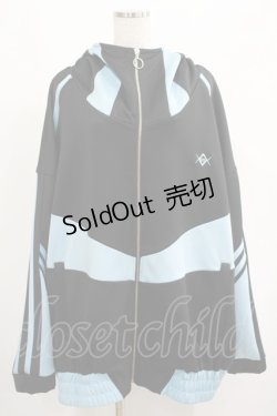 画像1: REFLEM / BIG切替ジャージパーカー  黒×青 H-25-04-27-045-PU-TO-KB-ZH