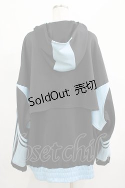 画像3: REFLEM / BIG切替ジャージパーカー  黒×青 H-25-04-27-045-PU-TO-KB-ZH