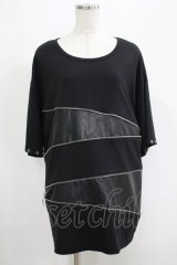 CIVARIZE / PUレザー切り替えZIPデザインTシャツ  黒 H-25-04-27-047-GO-TS-KB-ZH