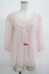 Emily Temple cute / ドットフリルブラウス  レッド H-25-04-27-052-ET-BL-KB-ZH