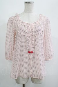 Emily Temple cute / ドットフリルブラウス  レッド H-25-04-27-052-ET-BL-KB-ZH