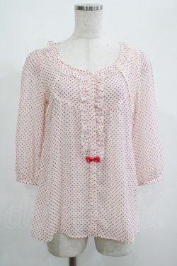 画像1: Emily Temple cute / ドットフリルブラウス  レッド H-25-04-27-052-ET-BL-KB-ZH