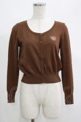 Emily Temple cute / ハートロゴ刺繍ラメニットカーディガン  ブラウン H-25-04-27-058-ET-TO-KB-ZH