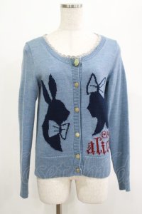 Jane Marple / ホワイトラビットとアリスのジャガードカーディガン  ブルー H-25-04-27-061-JM-TO-KB-ZH