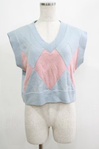 MILK / アーガイルミニベスト  サックスベース H-25-04-27-065-ML-TO-KB-ZH