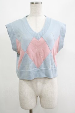 画像1: MILK / アーガイルミニベスト  サックスベース H-25-04-27-065-ML-TO-KB-ZH