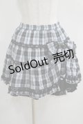 PUTUMAYO / チェックフリルリボン付スカート  サックス×ブラック H-25-04-27-075-PT-SK-KB-ZH