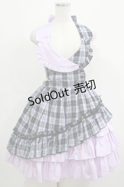 画像1: PUTUMAYO / チェック切替ホルターワンピース  ラベンダー H-25-04-27-009-PT-OP-KB-ZH