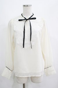 An MILLE / ヨークレースシフォンブラウス Free アイボリー H-25-04-28-033-EL-BL-NS-ZH