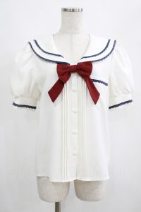 Favorite / セーラーカラーのパフスリーブブラウス M オフ H-25-04-28-035-LO-BL-NS-ZH