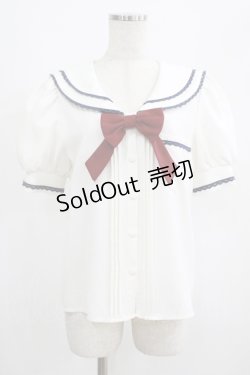 画像1: Favorite / セーラーカラーのパフスリーブブラウス M オフ H-25-04-28-035-LO-BL-NS-ZH