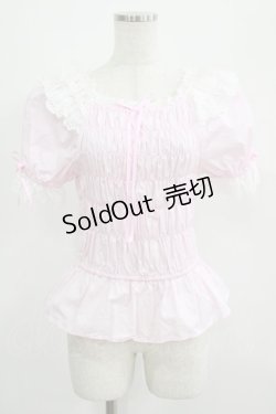 画像1: Angelic Pretty / シャーリングオフショルダーブラウス Free ピンク H-25-04-28-040-AP-BL-NS-ZH