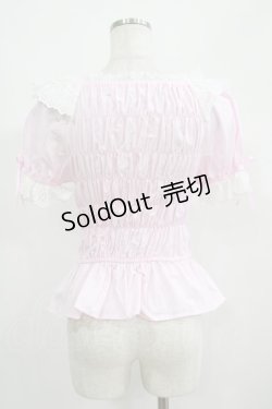画像3: Angelic Pretty / シャーリングオフショルダーブラウス Free ピンク H-25-04-28-040-AP-BL-NS-ZH