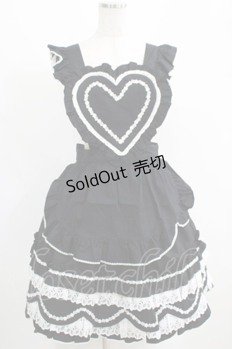 画像1: BABY,THE STARS SHINE BRIGHT / ハートエプロンスカート Free ブラック H-25-04-28-014-BA-OP-NS-ZH (1)