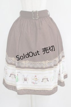 画像1: axes femme kawaii / レトロ喫茶ベルト付スカート M ブラウン H-25-04-28-017-AX-SK-NS-ZH