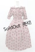 axes femme kawaii / RosyBear柄ワンピース M ワイン H-25-04-29-043-AX-OP-NS-ZH