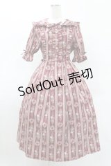 axes femme kawaii / RosyBear柄ワンピース M ワイン H-25-04-29-043-AX-OP-NS-ZH