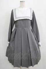 FLC / 皆方由衣コラボ/襟付きプリーツワンピース L グレー H-25-05-01-001-LO-OP-NS-ZH