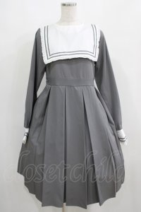 FLC / 皆方由衣コラボ/襟付きプリーツワンピース L グレー H-25-05-01-001-LO-OP-NS-ZH