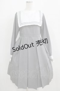 FLC / 皆方由衣コラボ/襟付きプリーツワンピース L グレー H-25-05-01-001-LO-OP-NS-ZH