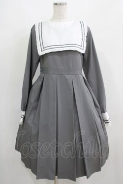 画像1: FLC / 皆方由衣コラボ/襟付きプリーツワンピース L グレー H-25-05-01-001-LO-OP-NS-ZH