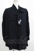 axes femme / 刺繍入りリボンロングブラウス M ブラック H-25-05-01-041-AX-BL-NS-ZH