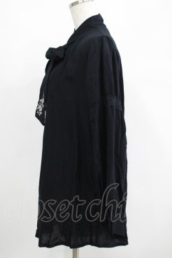 画像2: axes femme / 刺繍入りリボンロングブラウス M ブラック H-25-05-01-041-AX-BL-NS-ZH