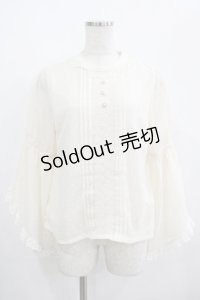 axes femme POETIQUE / フリル袖ドットドビーブラウス M 生成 H-25-05-01-044-AX-BL-YZ-ZH