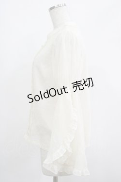 画像2: axes femme POETIQUE / フリル袖ドットドビーブラウス M 生成 H-25-05-01-044-AX-BL-YZ-ZH