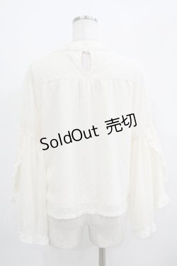 画像3: axes femme POETIQUE / フリル袖ドットドビーブラウス M 生成 H-25-05-01-044-AX-BL-YZ-ZH
