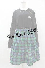 NieR Clothing / チェック切替ワンピース F 黒×緑 H-25-05-01-1039-PU-OP-KB-ZH